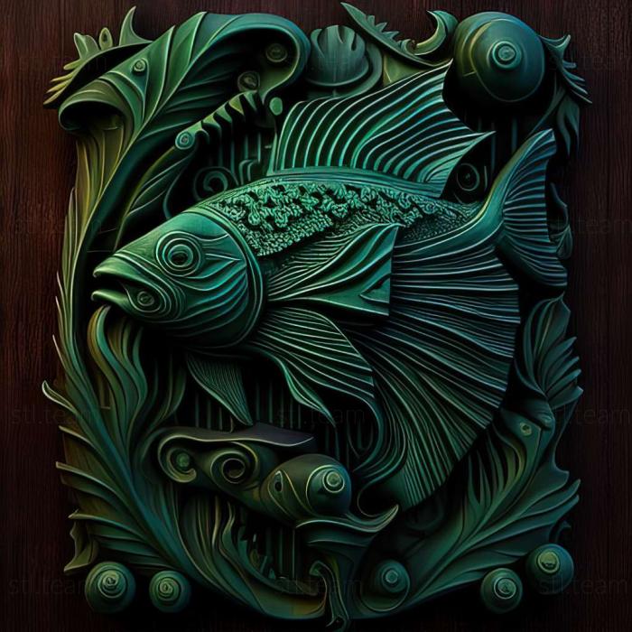 Зеленая рыба-мечник